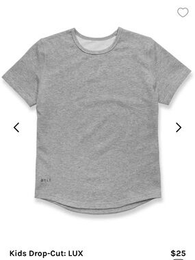 BYLT BASICS KIDS Drop-Cut LUX Short Sleeve Shirt Gray XLarge 12/13